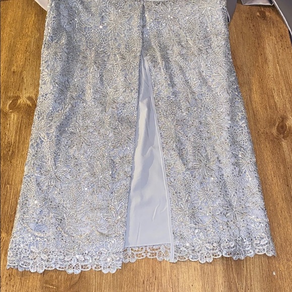 Teri Jon silver metallic lace gown - Picture 10 of 16